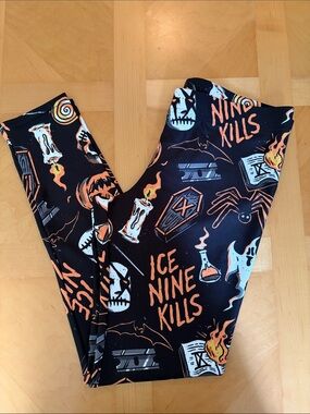Ice Nine Kills Halloween Leggings L Limited Edition Black Orange NWOT
